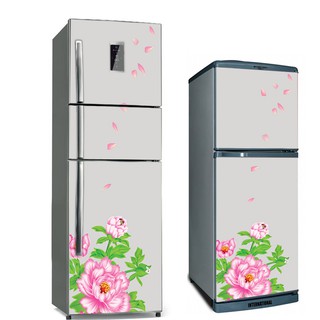 Decal dán tủ lạnh hoa 3d