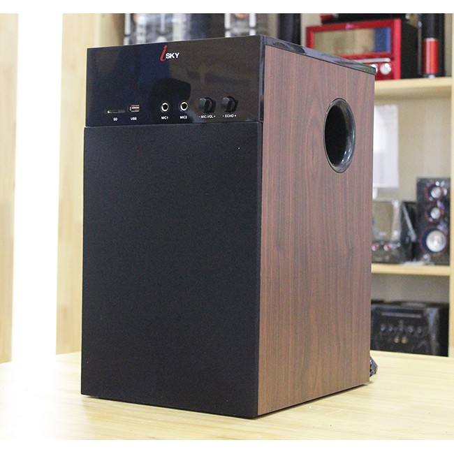 Loa tivi, loa vi tính để nghe nhạc, hát karaoke Skynew SKN-325 vân gỗ, tích hợp bluetooth hát karaoke, tặng mic hát kok