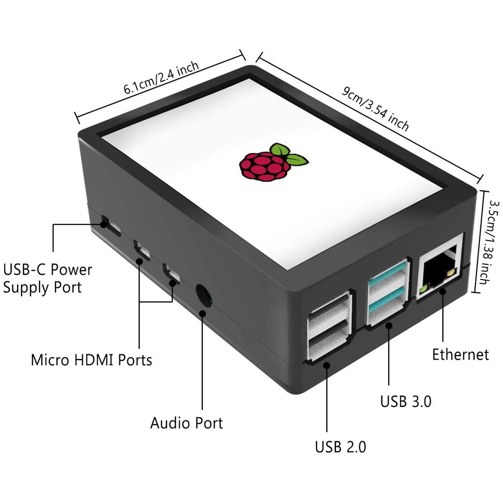 Quạt Làm Mát Raspberry Pi 4 B 3.5 "Màn Hình Lcd Bằng Nhựa Abs Có Chức Năng Kép