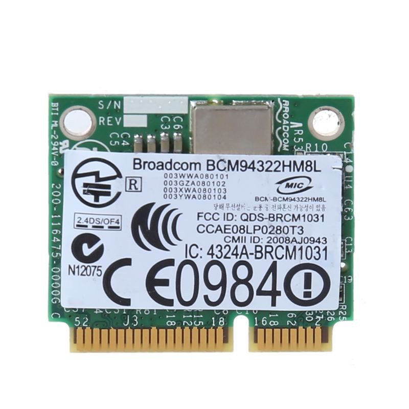 Thẻ điều hợp wifi PCIE mini 802.11a/b/g/n DW1510 băng thông kép BCM94322HM8L BCM94322