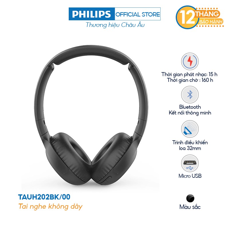 Tai nghe Bluetooth Philips TAUH202BK/00