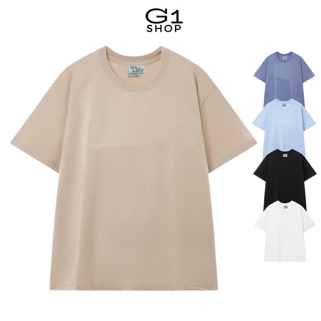 Áo thun tay lỡ G1shop Unisex form rộng vải 100% coton co dãn 4 chiều, phong cách Local Brand - Đen & Trắng trơn