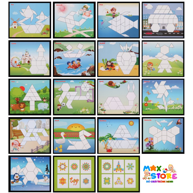 Đồ Chơi Lắp Ghép Hình Thông Minh Sáng Tạo Tangram PUZZLE BLOCK 250 Chi Tiết