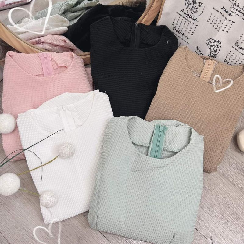 Đầm váy dạo phố cổ tròn tay phồng nhiều màu Junnnn Dress