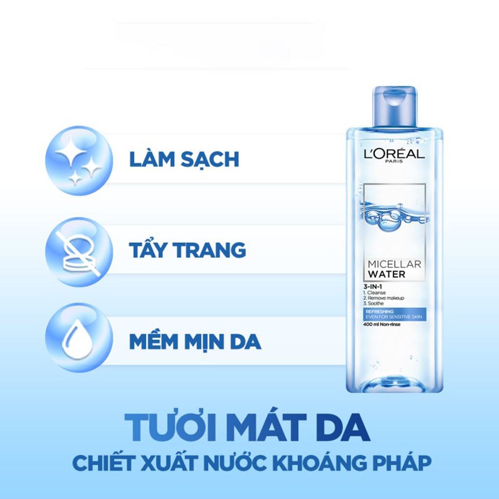 Nước Tẩy Trang L'Oreal Micellar Water 3 in 1 400ml