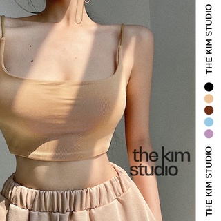 Áo croptop hai dây sợi bún TheKim cotton 2 lớp, áo thun dây nhọn dáng ngắn nữ ôm body A104