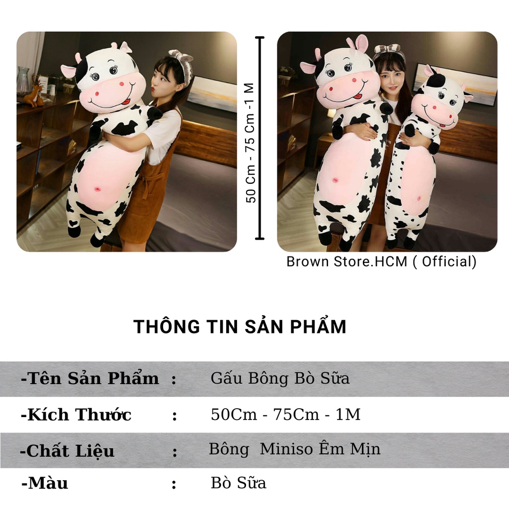 Gấu bông bò sữa size bự dễ thương nhồi bông cao cấp ZinZon