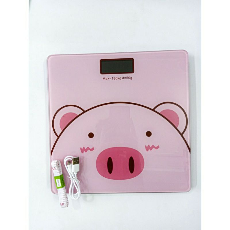 Cân điện tử lợn hồng cute kèm thước dây