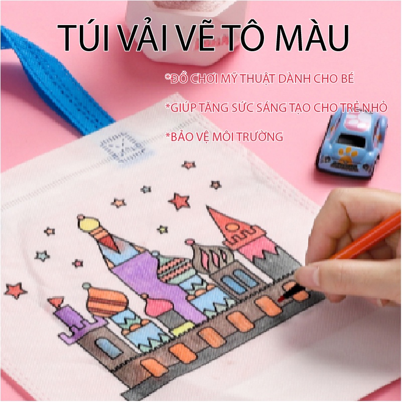 Túi Vải Vẽ Tô Màu Cho Bé Siêu Xinh -Hoạt Động Nghệ Thuật Montessori