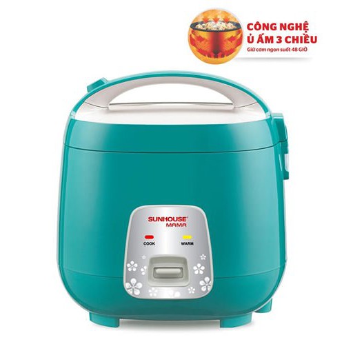 Nồi cơm điện 1.8L SUNHOUSE MAMA SHD8652 xanh, Công suất 750W, Bảo hành 24 tháng