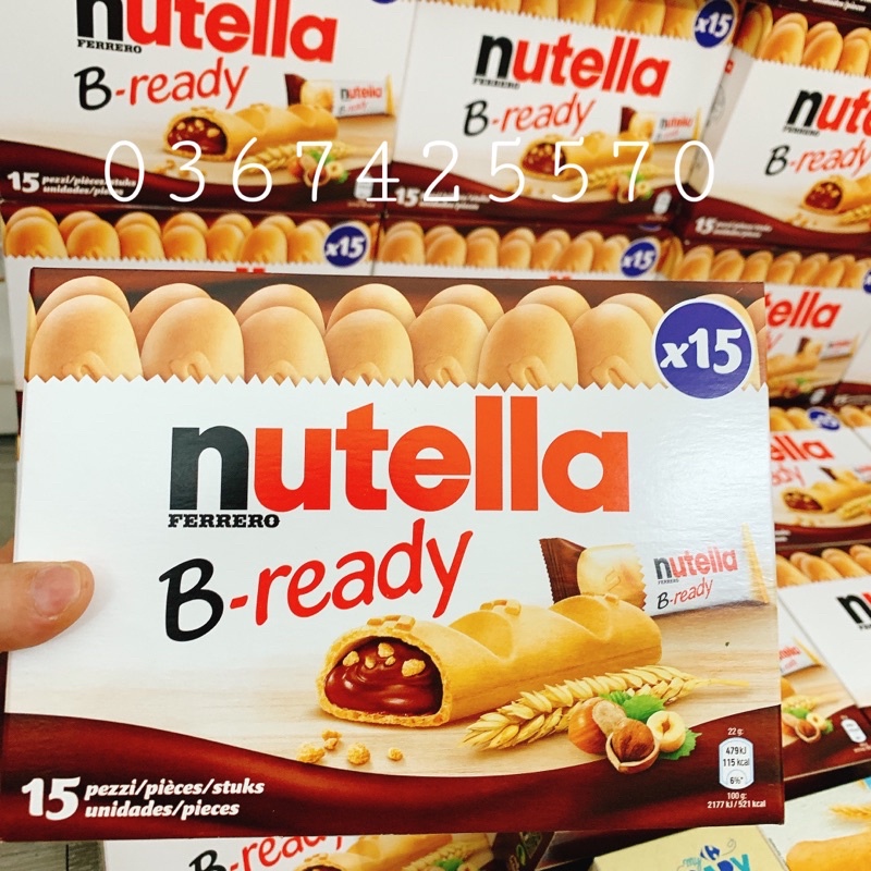 (Air Pháp )(Sỉ) Bánh mì Nutella B-Ready nhân socola mắc ca( hộp x 15)