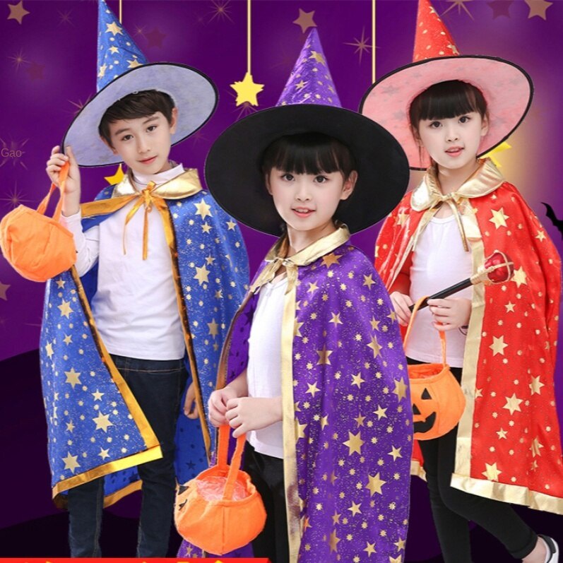 Bộ đồ hóa trang phù thủy kèm nón phù thủy dành cho bé 3-12 tuổi