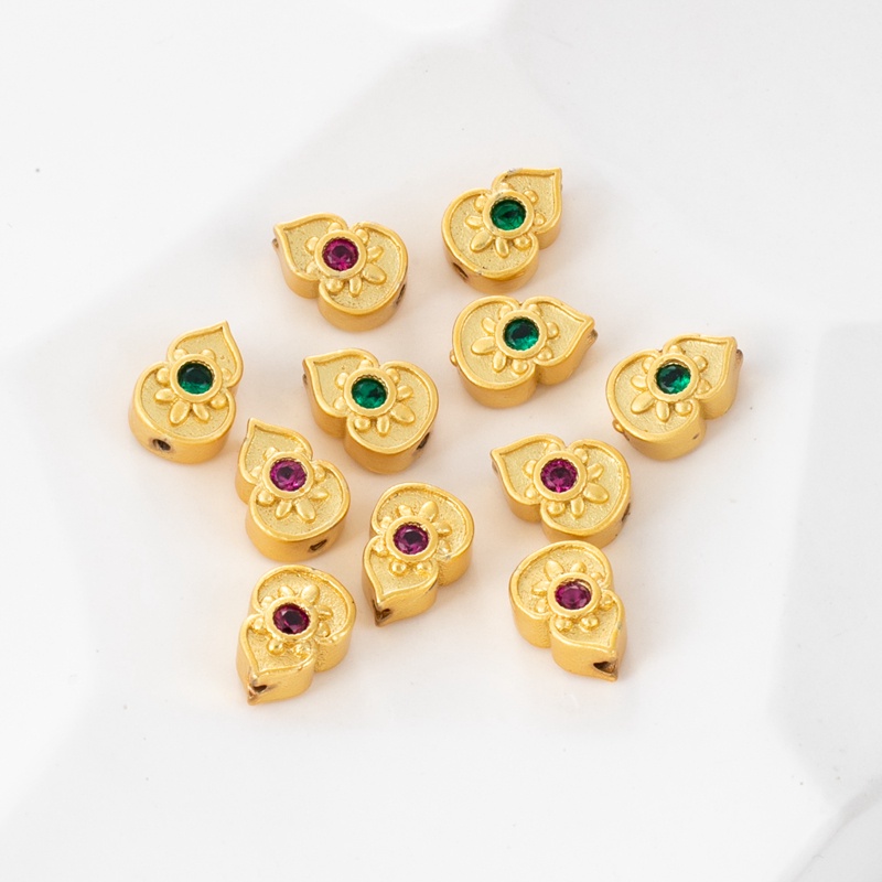 Hạt Đá Zircon Màu Vàng Đồng 18k Đục Lỗ Kích Thước 7 * 10mm Làm Vòng Tay Dây Chuyền Trang Sức