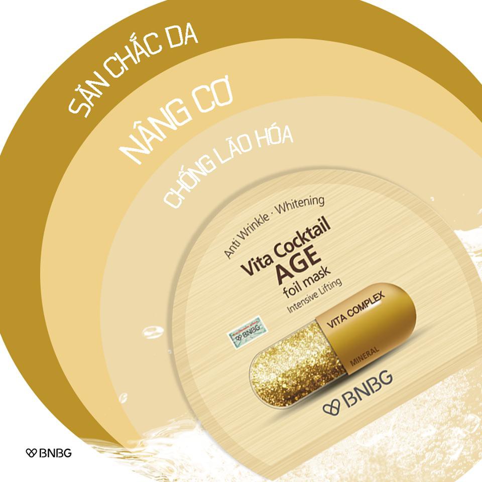 Hộp 10 Mặt nạ dưỡng da cấp ẩm giúp nâng cơ chống lão hóa BNBG Vita Cocktail Age Foil Mask - Intensive Lifting 30ml x 10