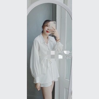 SET SƠ MI CỘT EO + QUẦN SHORTS