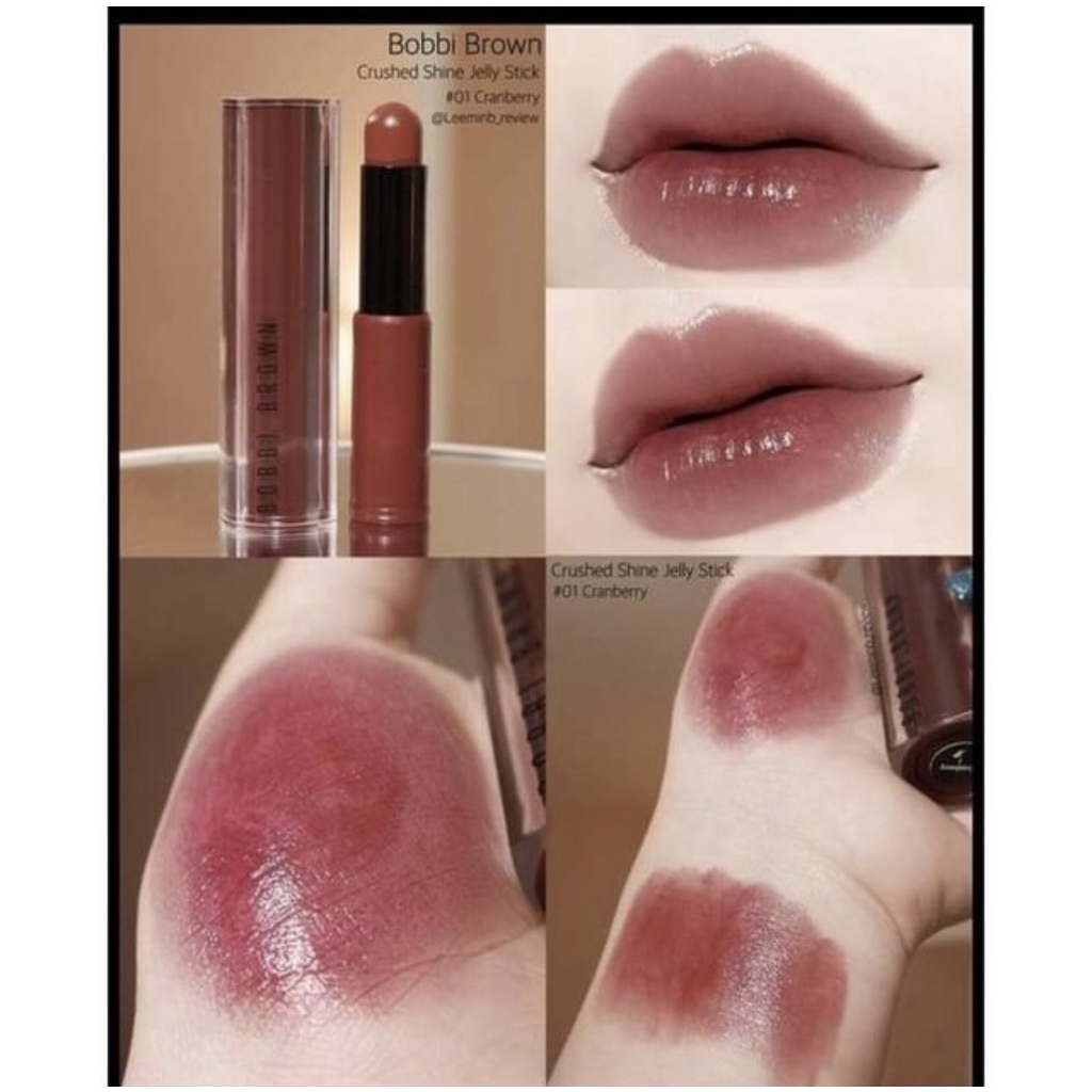 Bobbi Brown Jelly Sticks, màu 1 Cranberry 4 Lilac 6 Candy Apple, son nhiều chất dưỡng, lên màu khá chuẩn