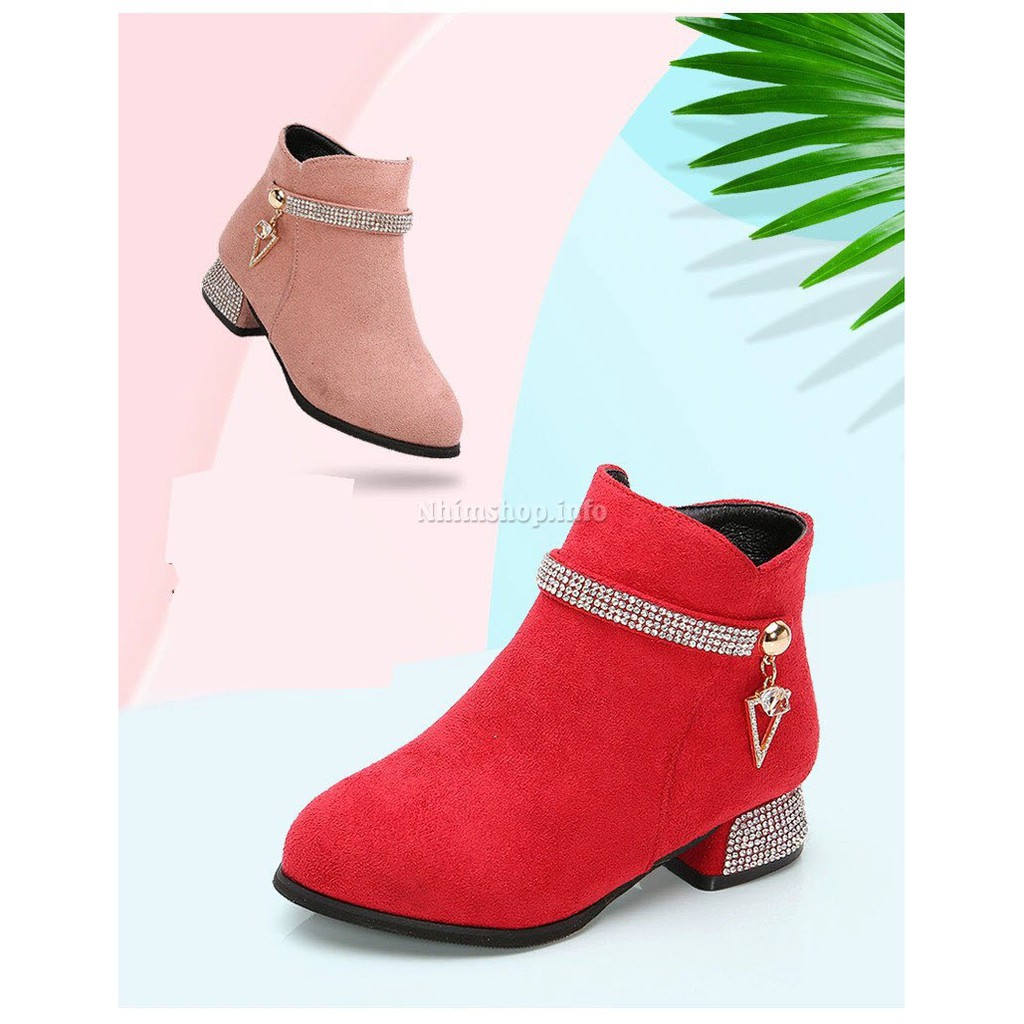 Giày boot trẻ em cao gót LIMIBABY phong cách Hàn Quốc cho bé gái 3,4,5,6,7,8,9,10,11,12 tuổi đi học đi chơi GC52
