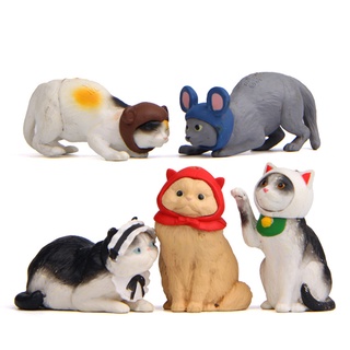 Set 5 mô hình chú mèo hóa trang mini đáng yêu xinh xắn