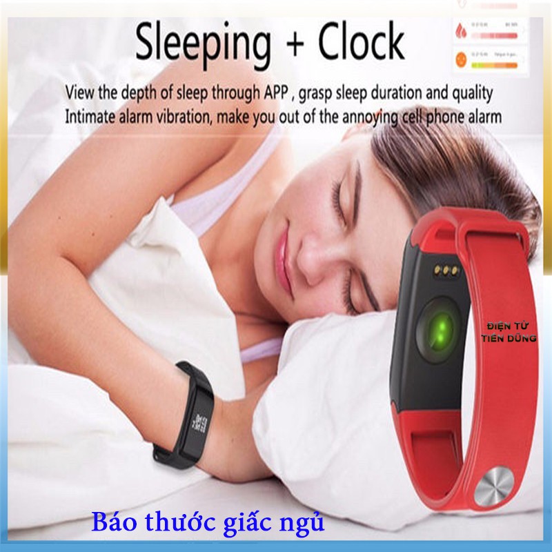 Vòng đeo tay thông mình F1 chống nước theo dõi sức khỏe hỗ trợ các chức năng thể thao, màn hình cảm ứng có màu
