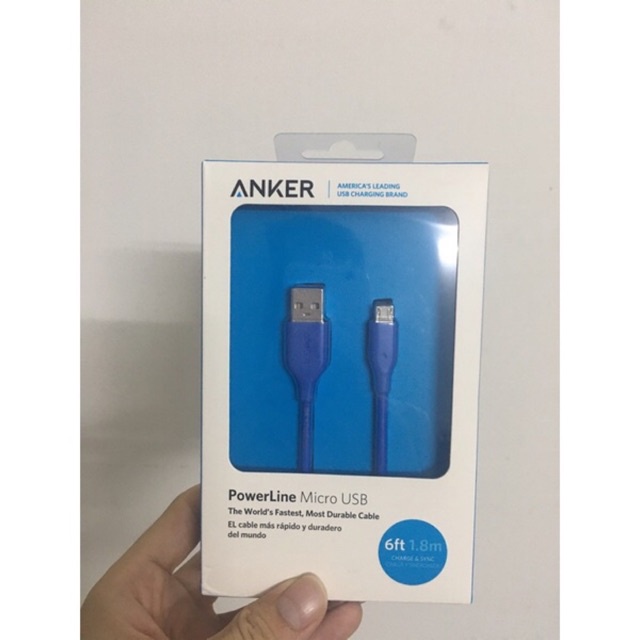 Cáp sạc điện thoại USB Micro chính hãng ANKER PowerLine A8133 dài 1m8