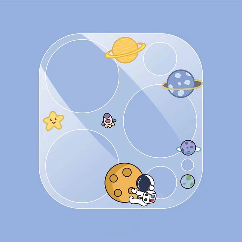 Kính Cường Lực Bảo Vệ Camera In Hình Hoạt Hình Đáng Yêu Cho iPhone 14 Pro Max 13 12 Pro Max 11 Pro Max