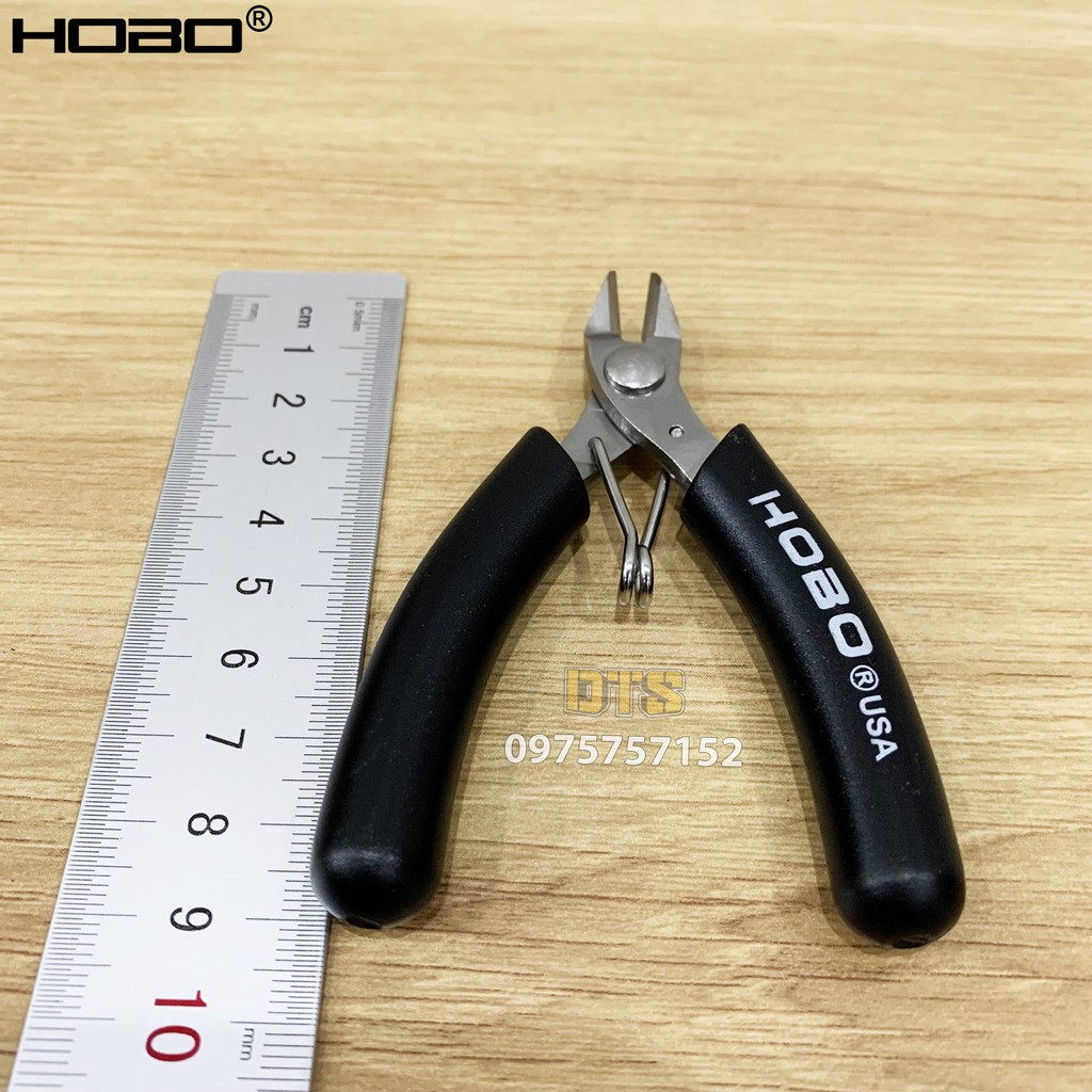 Kìm cắt chân linh kiện kỹ thuật HOBO USA 95mm, kìm cắt chân mạch điện tử nghiêng góc 20° thép Carbon độ cứng cao