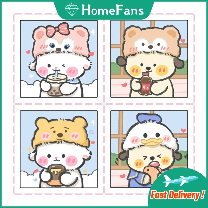 Bộ Tranh Đính Đá 5D Tự Làm Hình Chú Cừu Dễ Thương Kích Thước 30x30cm / 40x40cm / 50x50cm