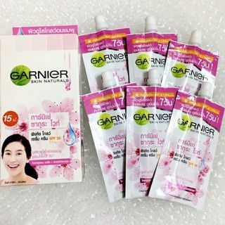 Kem dưỡng 6 tuýp dưỡng trắng da mặt garnier skin naturals màu hồng chính hãng thái lan 7 ml
