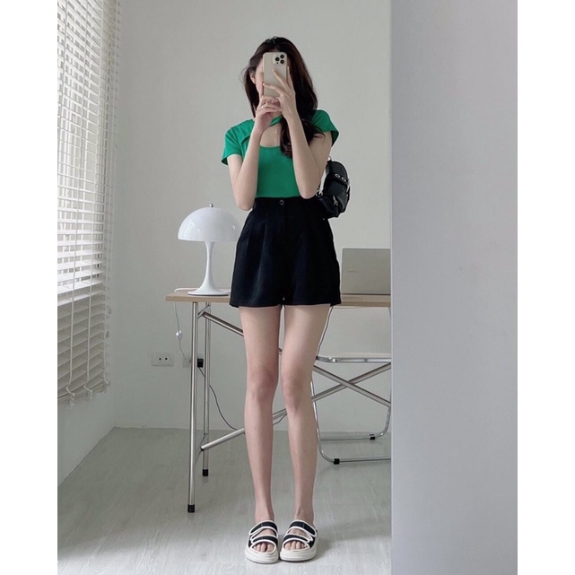 [Hot 2022] Áo Croptop Thun Gân Chất Cotton Bozip Co Dãn Cut Out Hở Ngực Siêu Xinh