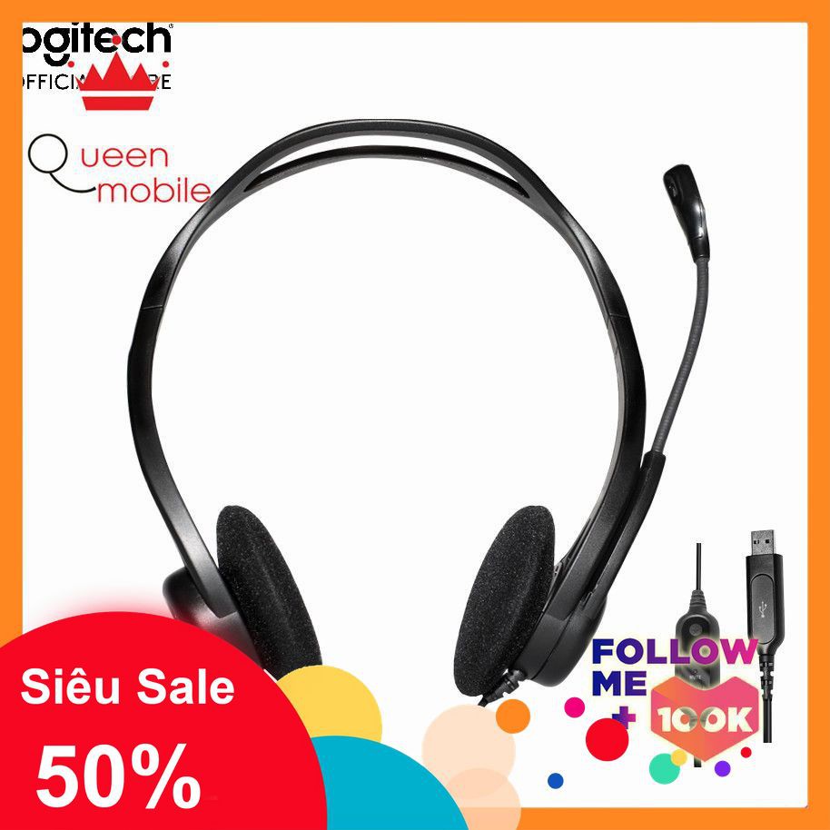 [Mã SKAMA06 giảm 8% đơn 250k]Tai nghe chụp tai LOGITECH H370 (1 giắc USB)-Mic khử ồn