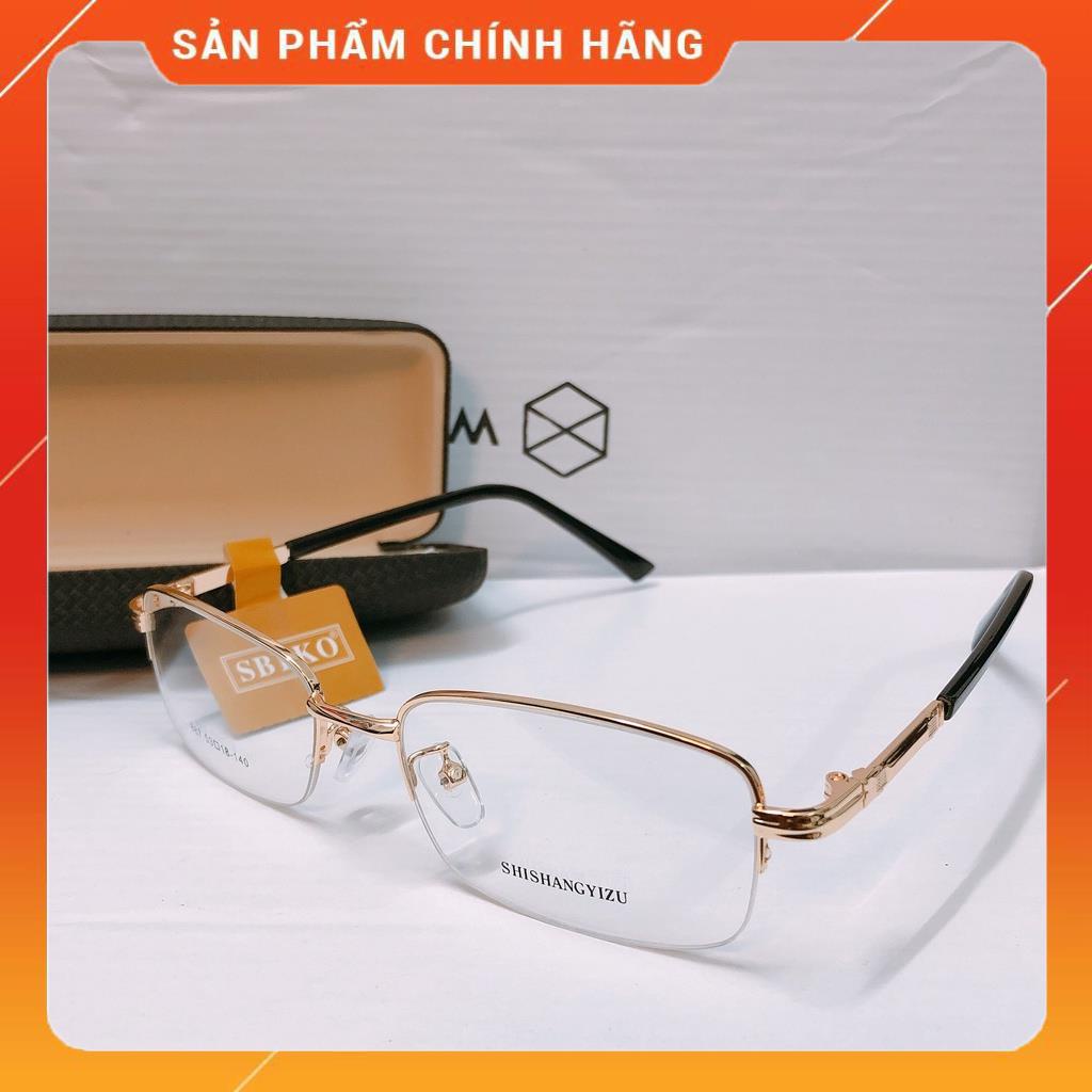 Gọng kính cận thay tròng nửa viền thể thao màu Vàng GOLD sang trọng mạ crom