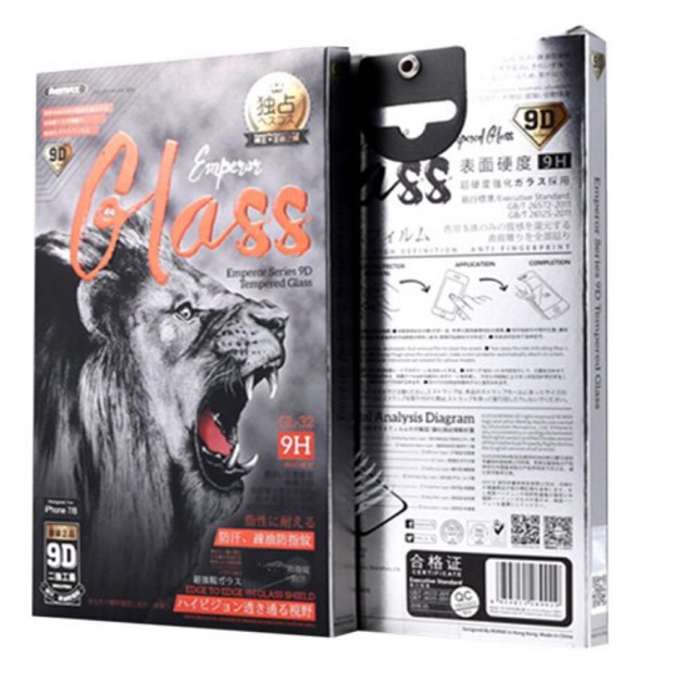 Kính cường lực Full màn 9D Remax iPhone siêu cứng chịu lực tốt ( Chính Hãng )