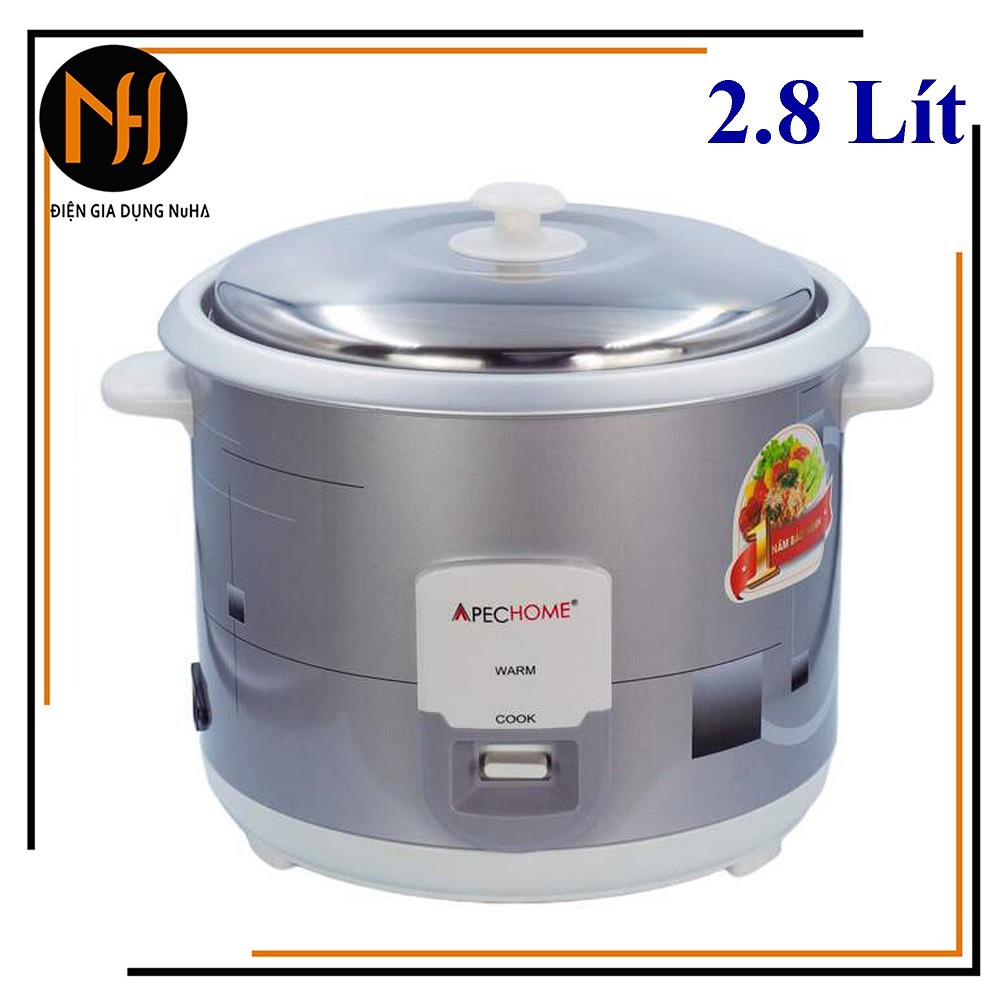 [Bảo hành 12 tháng]Nồi cơm điện nắp rời 2.8Lit Apechome APH-RC28, công suất 1000W, lồng không men