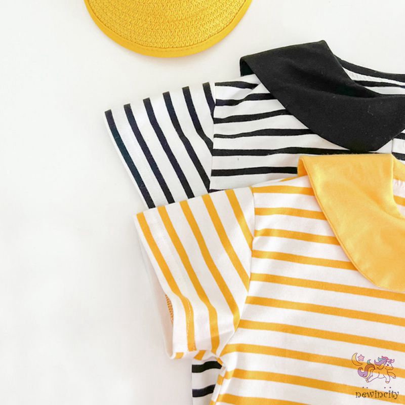 Bộ Áo Liền Quần Tay Ngắn In Hoạt Hình Kiểu Hàn Quốc Dễ Thương Cho Bé