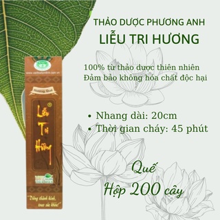 Nhang sạch thảo dược: liễu tri hương - dài 2 tấc - hộp 200 cây - nhang sạch hương trầm bắc, hương quế