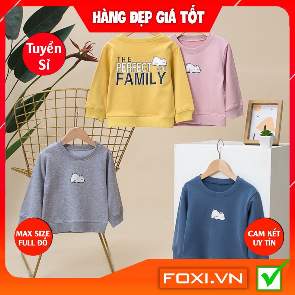 Áo nỉ thu đông dài tay Foxi dày dặn giữ ấm tốt cho bé trai-bé gái-đủ size-nhiều màu-nhiều hình dáng ngộ nghĩnh đáng yêu