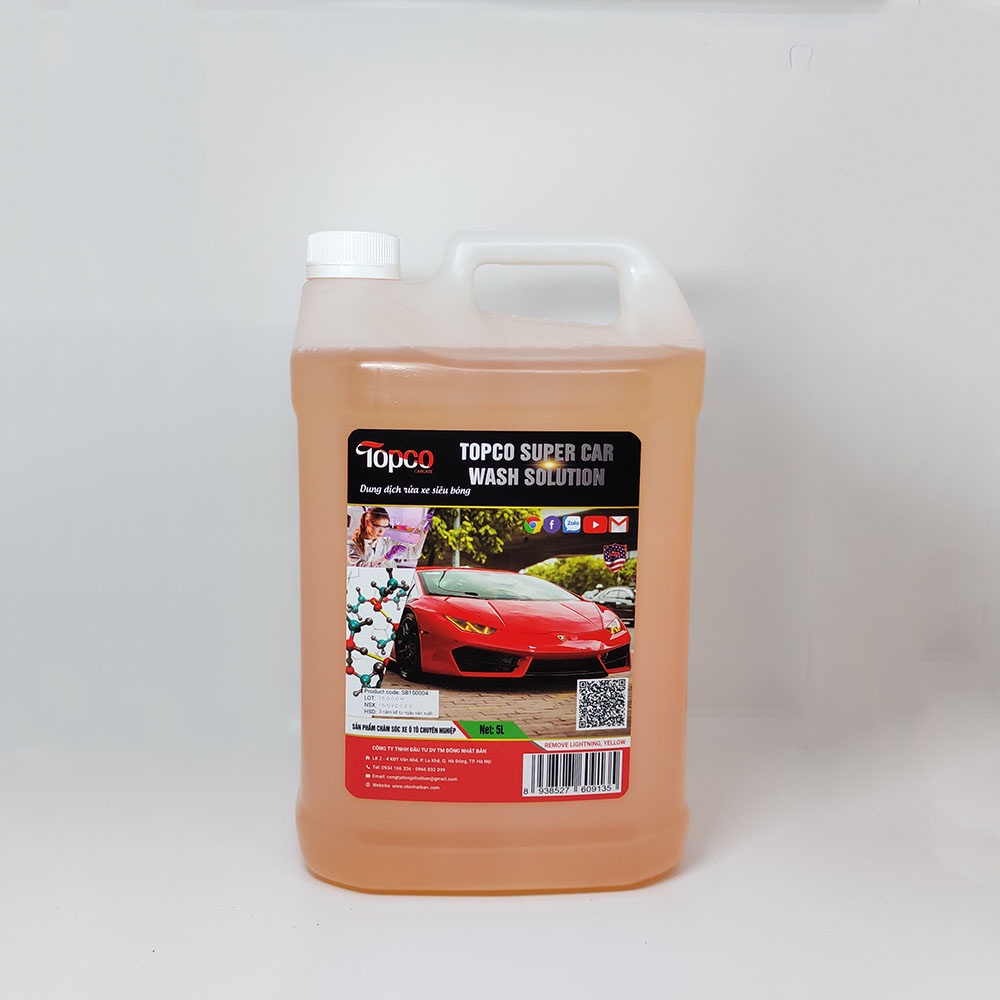 Nước rửa xe bọt tuyết siêu bóng, tạo hiệu ứng lá sen Topco chống bám nước sơn xe 5 lít Nhật Bản Mart