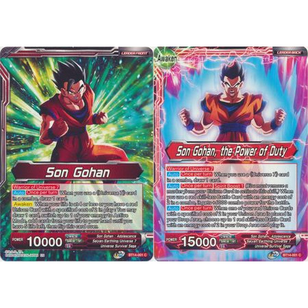 Thẻ bài Dragonball - TCG - Son Gohan // Son Gohan, the Power of Duty / BT14-001'