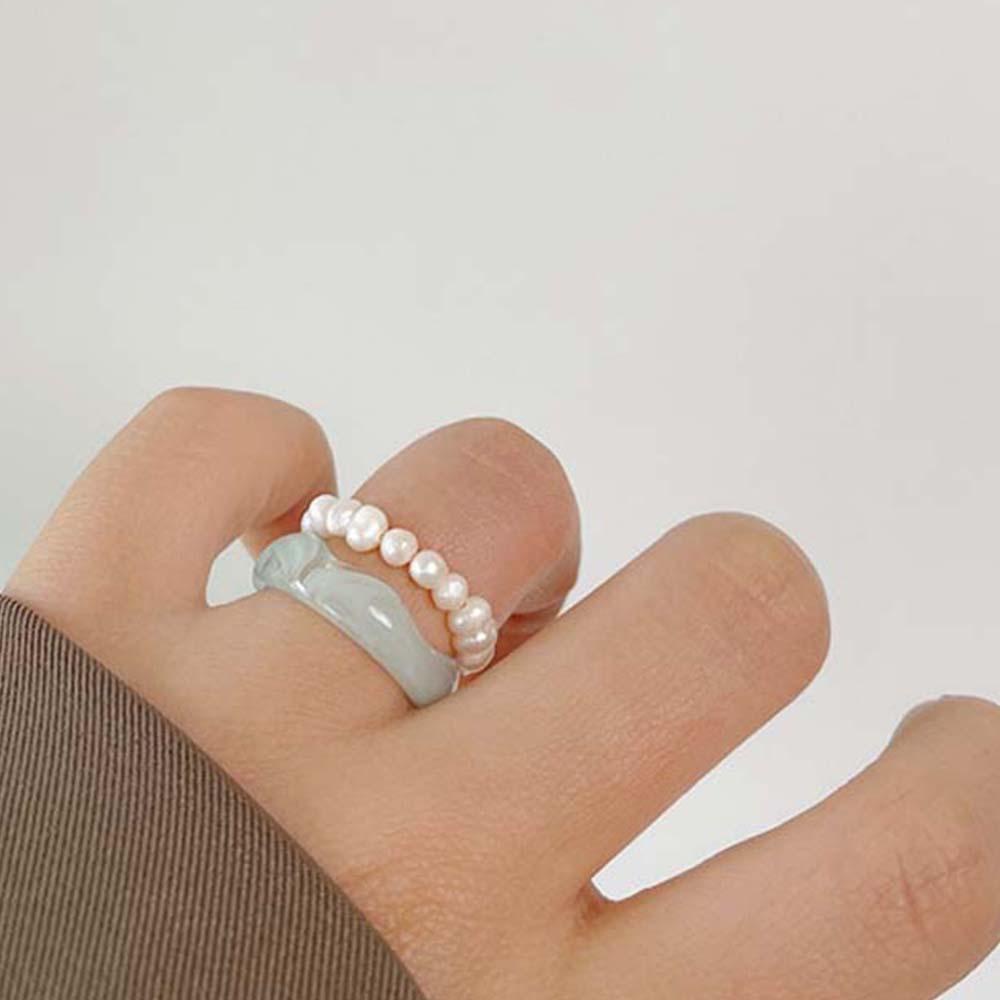 Bộ 2 Nhẫn Acrylic Trong Suốt Màu Kẹo Phong Cách Hàn Quốc Thời Trang