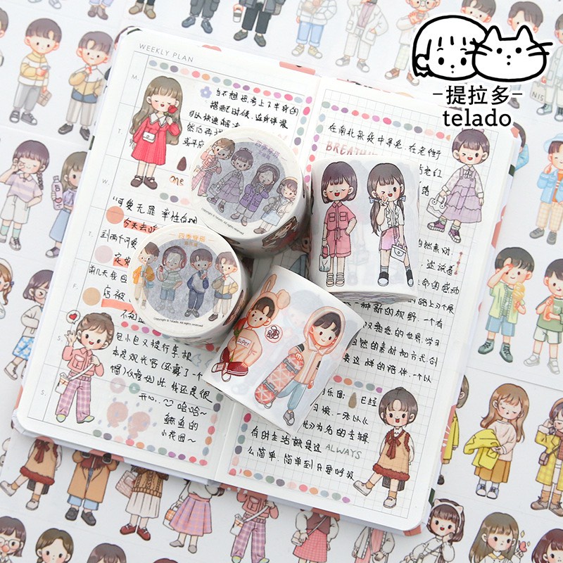 Sticker Washi Tape Hình Cô Gái Dễ Thương Lẻ 10 Bé Gái Dễ Thương