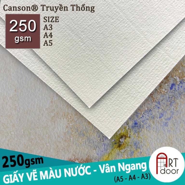 [ARTDOOR] Giấy vẽ màu nước Canson TRUYỀN THỐNG 250gsm(Vân Ngang, Dày)