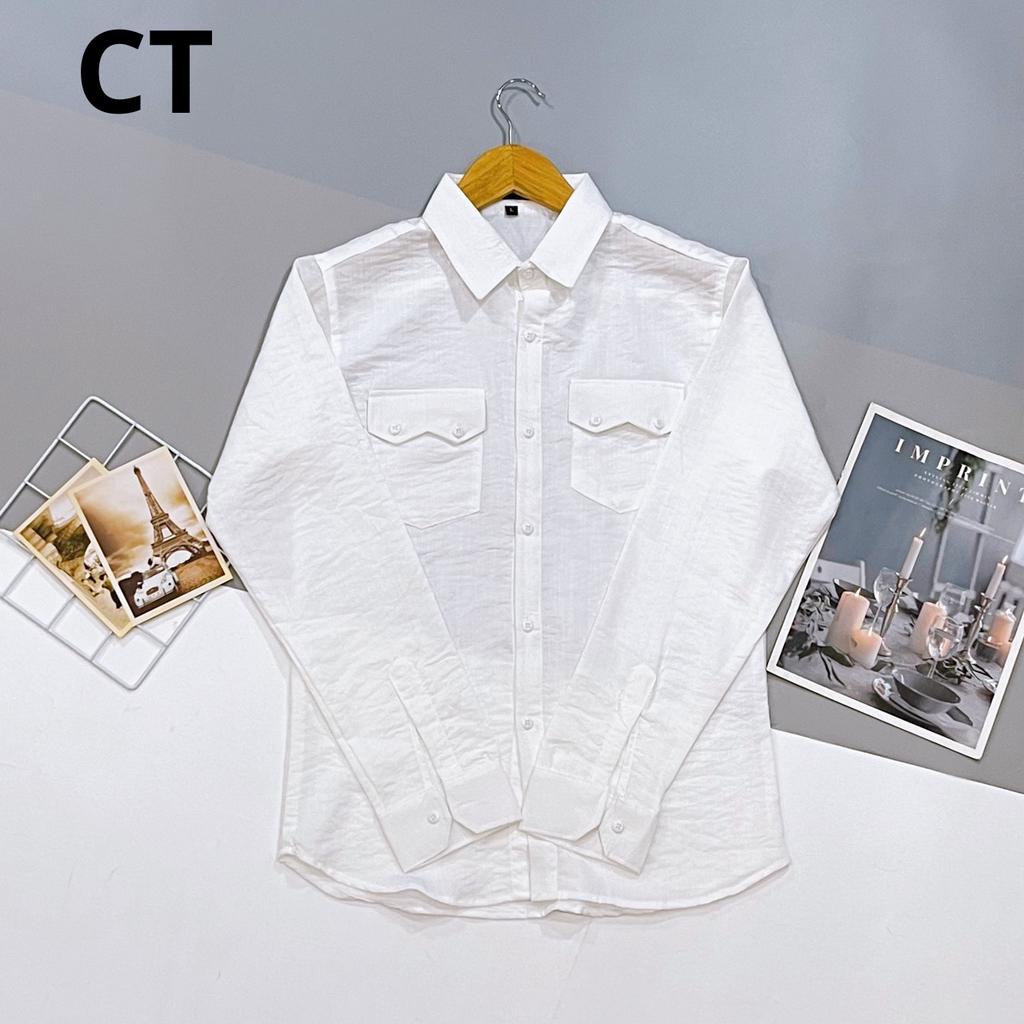 Áo Sơ Mi Nam Dài Tay Màu Basic Phối Túi Hộp Lịch Lãm Sang Trọng Lịch Sự Hot Trend - SM 365 TUI HOP MAU BASIC
