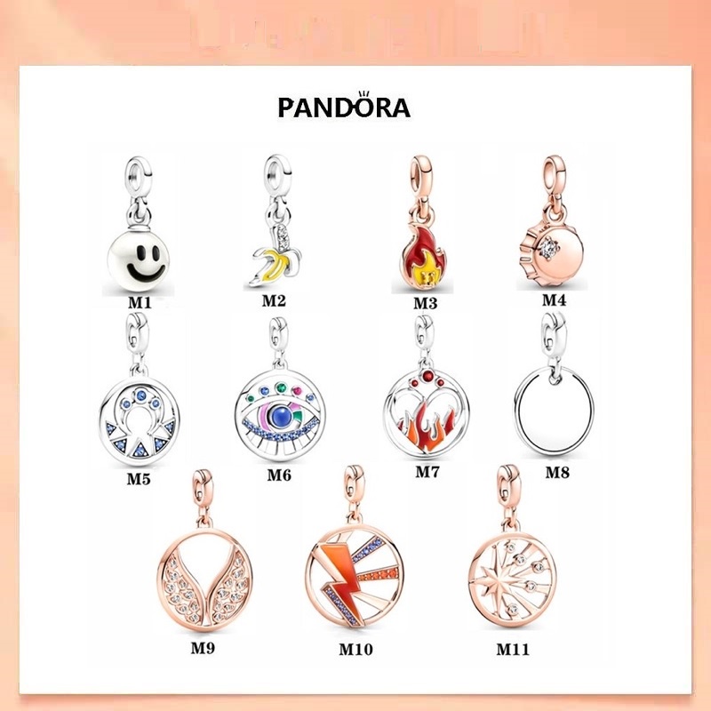 PANDORA Bông Tai Mạ Bạc 925 Mini Hình Ngọn Lửa Và Mặt Trăng