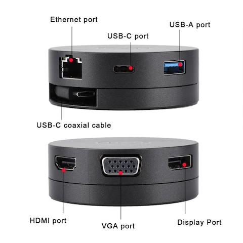 Bộ chuyển đổi DEL Type-c ra VGA/HDMI/Type-C/Displayport/RJ45/USB-A - Chuyển đa năng DELL DA300 chính hãng Dell