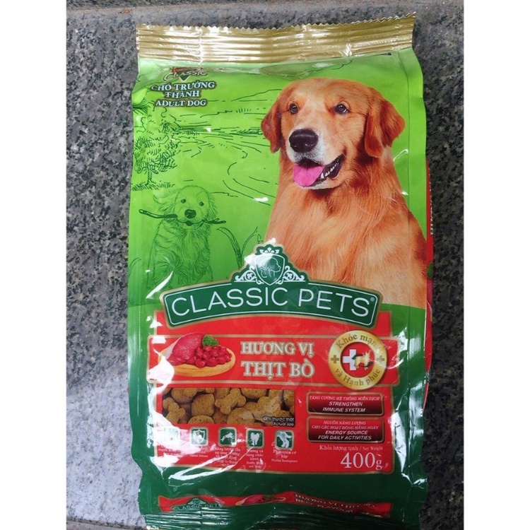 Thức Ăn Chó Classic Pets 400g-1,2kg dạng hạt, Vị Bò Cho Chó Lớn trưởng thành