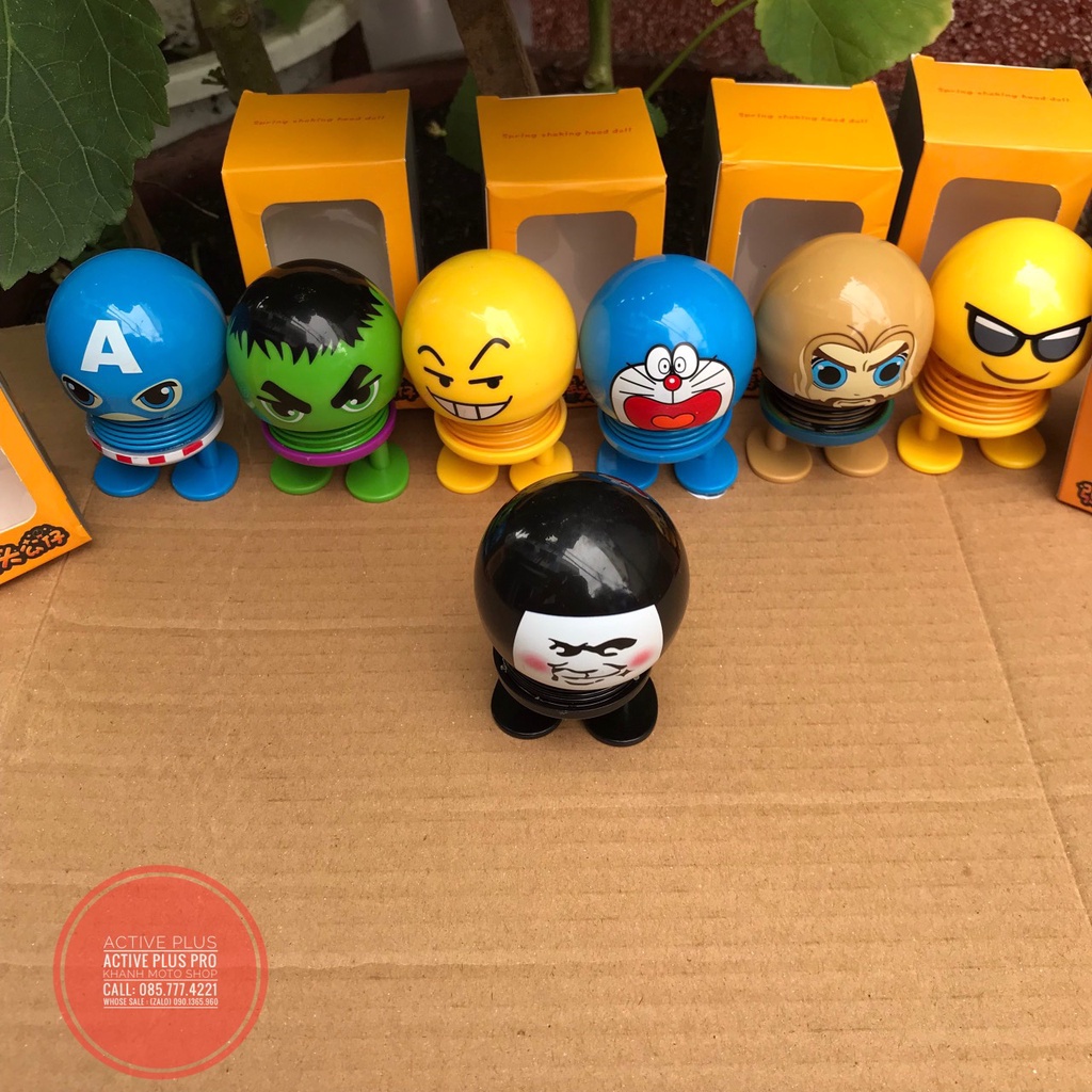 Emoji lò xo, Thú nhún lò xo Emoji có đèn siêu dễ thương  con nhún lò xo trang trí ô tô xe máy- phụ kiện trang trí