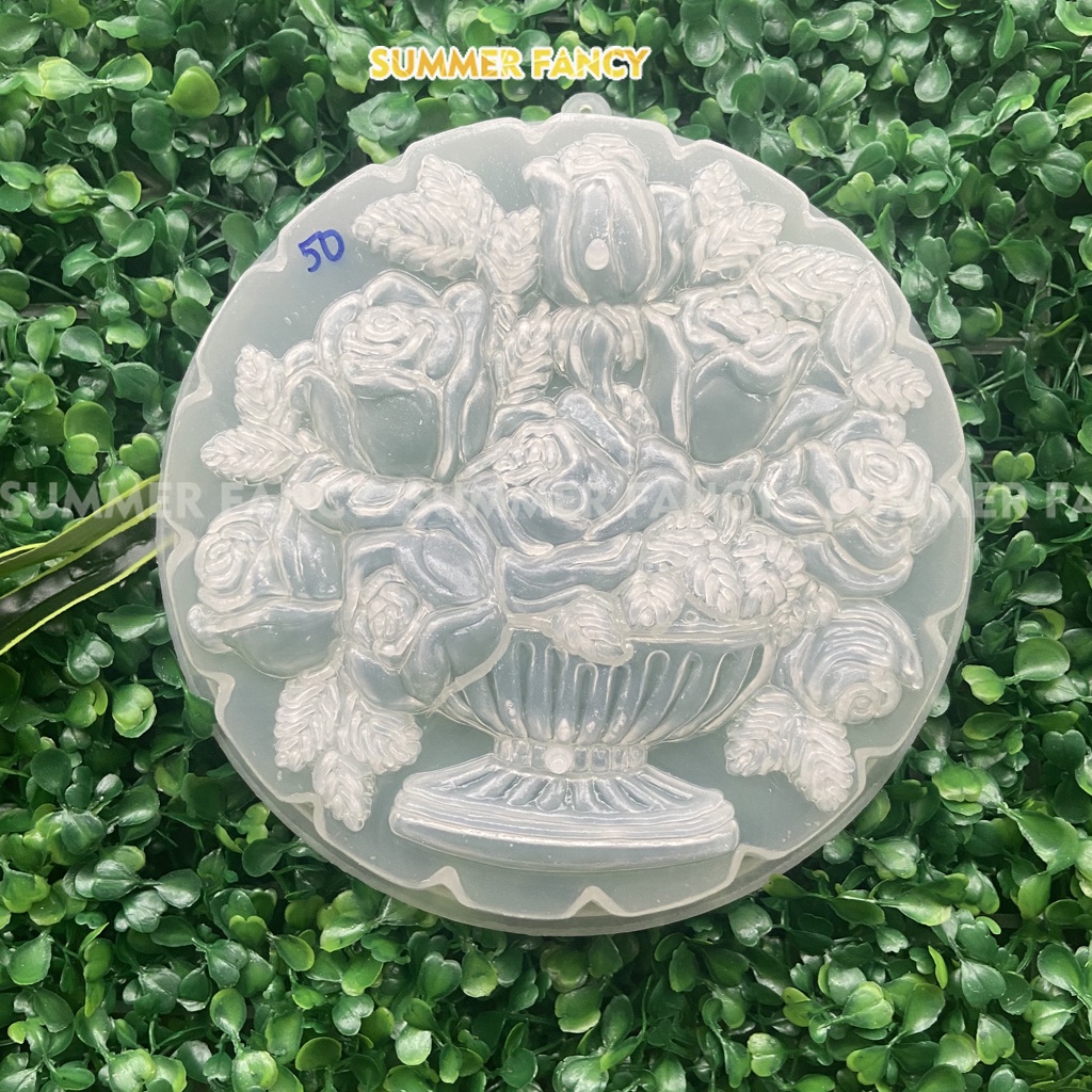 Khuôn rau câu 20cm tròn mẫu Nho, Hồng, Cúc, Sen, Thược dược, Happy Birthday mới - Jelly tray NL-20c