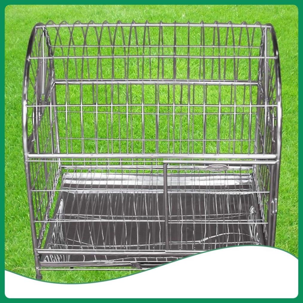 Chuồng chó mèo inox mái vòm cỡ đại - kèm khay hứng