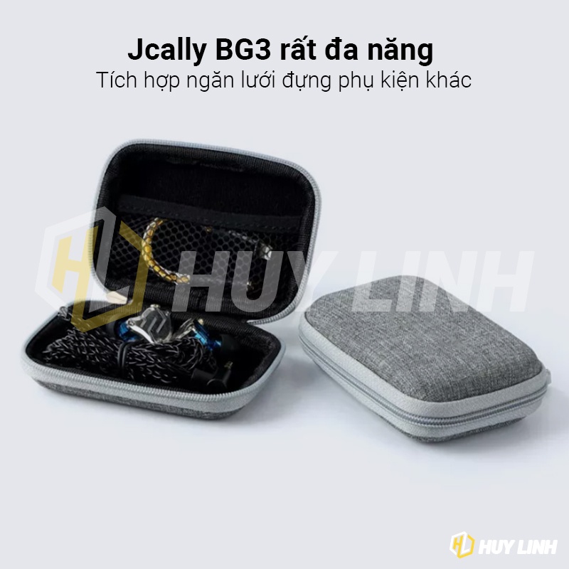 Hộp túi đựng tai nghe phụ kiện Jcally JCBG3 vải cao cấp - Chống rơi, chống thấm kích thước 10x7cm