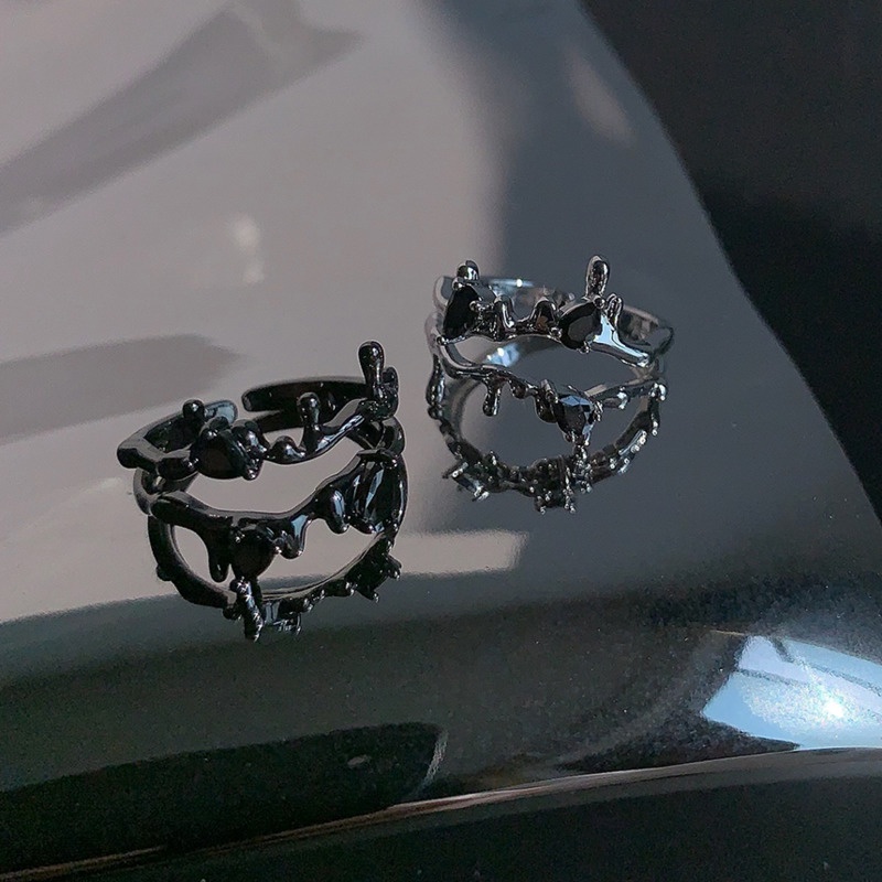 Nhẫn Hở Đính Đá Hình Gai Phong Cách punk Hiphop Cá Tính